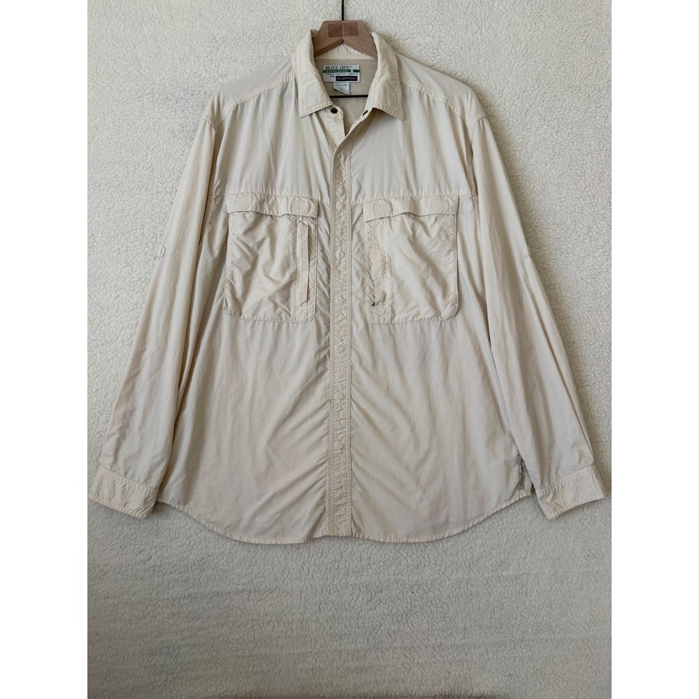 ExOfficio Shirt Men's Large White Buzz Off Insect Long Sleeve Button Up Travel
